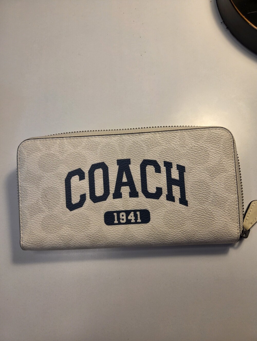 COACH Long Zip Around Wallet In Signature Canvas With Varsity Motif